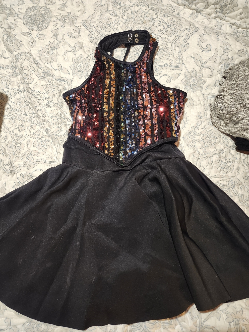 Weissman Black Dance Costume with Multicolor Sequin Bodice